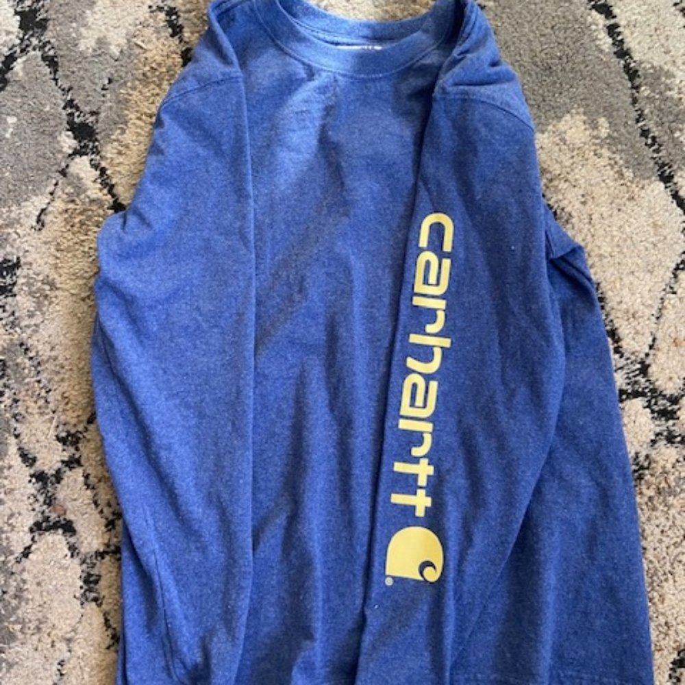 Blue Carhartt Loose Fit Long Sleeve Tee (Size 4-6)